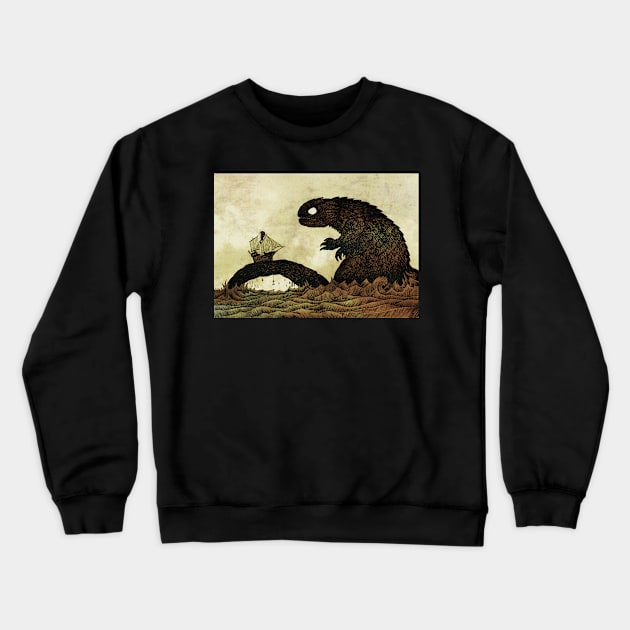 Leviathan & Ship Crewneck Sweatshirt by djrbennett